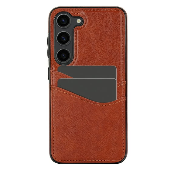 Dteck Card Slots Wallet Case for Samsung Galaxy S22 Plus,Shockproof PU Leather Case Slim TPU Back Cover,Brown