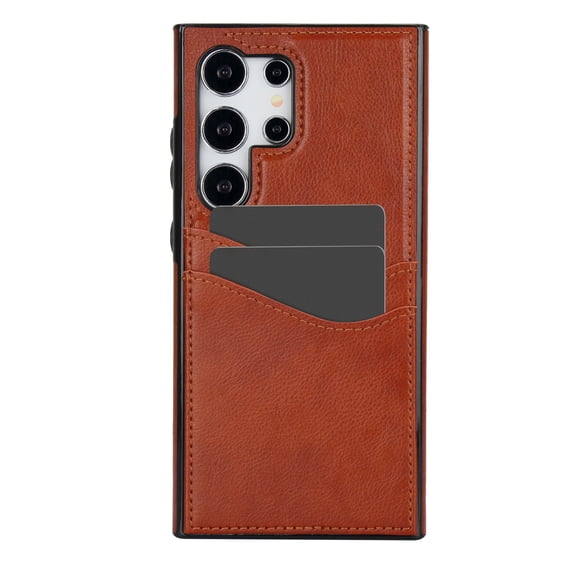 Dteck Card Slots Wallet Case for Samsung Galaxy S22 Ultra,Shockproof PU Leather Case Slim TPU Back Cover,Brown
