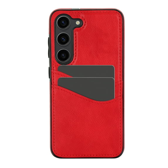 Dteck Card Slots Wallet Case for Samsung Galaxy S23,Shockproof PU Leather Case Slim TPU Back Cover,Red