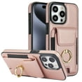 thumbnail image 1 of Dteck Card Slots Wallet Case for iPhone 13 Pro Max,Shockproof Premium PU Leather Kickstand Protective Cover with Ring Holder Back Case,Rosegold, 1 of 8