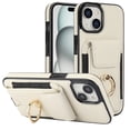 thumbnail image 1 of Dteck Card Slots Wallet Case for iPhone 14 Plus,Shockproof Premium PU Leather Kickstand Protective Cover with Ring Holder Back Case,Apricot, 1 of 8