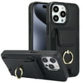 thumbnail image 1 of Dteck Card Slots Wallet Case for iPhone 15 Pro Max,Shockproof Premium PU Leather Kickstand Protective Cover with Ring Holder Back Case,Black, 1 of 8