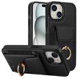 thumbnail image 1 of Dteck Card Slots Wallet Case for iPhone 15,Shockproof Premium PU Leather Kickstand Protective Cover with Ring Holder Back Case,Black, 1 of 8