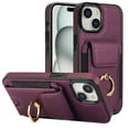 thumbnail image 1 of Dteck Card Slots Wallet Case for iPhone 15,Shockproof Premium PU Leather Kickstand Protective Cover with Ring Holder Back Case,Purple, 1 of 8