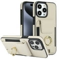 thumbnail image 1 of Dteck Card Slots Wallet Case for iPhone 12 / iPhone 12 Pro,Shockproof Premium PU Leather Kickstand Protective Cover with Ring Holder Back Case,Apricot, 1 of 8
