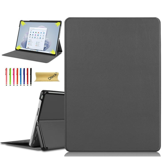 Dteck Case for 13 inch Microsoft Surface Pro 9 2022, Slim Magnetic Cover Folio Protective Case Folding Stand Cover, Compatible with Type Cover Keyboard, Gray