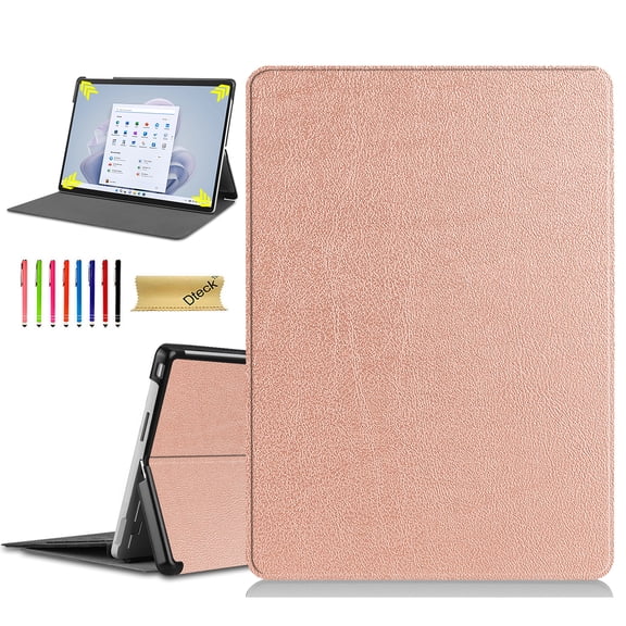 Dteck Case for 13 inch Microsoft Surface Pro 9 2022, Slim Magnetic Cover Folio Protective Case Folding Stand Cover, Compatible with Type Cover Keyboard, Rosegold