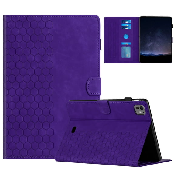 Dteck Case for 2024 iPad Pro 11 Inch, Premium PU Leather Card Slots Adjustable Stand Cover with Auto Sleep/Wake Feature Protective Case for iPad Pro 11 Inch 5th Generation (M4) 2024, Purple