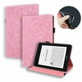 thumbnail image 1 of Dteck Case for 6.8" Amazon Kindle Paperwhite 11th 2021 Embossed Premium PU Leather Book Wallet Cover with Auto Wake/Sleep Floral Folio Stand with Multi-Angle Viewing Elastic Strap, Pink, 1 of 5
