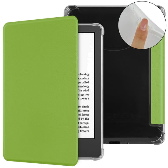 Dteck Case for 7" Kindle Paperwhite 12th Generation and Kindle Colorsoft Signature Edition 2024 Released, Shockproof Durable PU Leather Cover and Clear Soft TPU Back Cover with Auto Wake/Sleep, Green