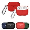thumbnail image 1 of Dteck Case for AirPods Pro Case with Metal Keychain, Water-Resistant Lichee Pattern AirPods 3 Case [Front LED Visible] Silicone Shockproof Cover Support AirPods Pro Case Wireless Charging, Red, 1 of 9