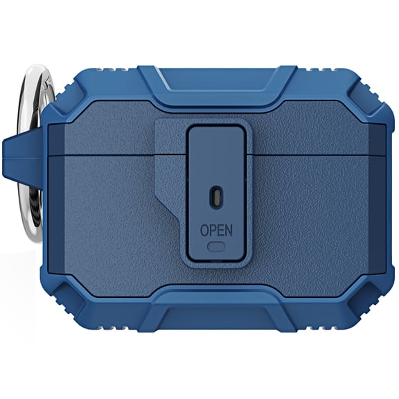 Dteck Case for Airpods Pro 2nd Generation 2022 with Lock Lid, Rugged Airpod Pro 2 Case with Keychain for Men Women Military Armor Protective Shockproof Shell for Apple AirPods Pro 2,Navy
