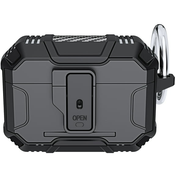 Dteck Case for Airpods Pro 2nd Generation Case Cover with Lock Lid, Full-Body AirPod Pro 2 Case with Keychain Cool Shockproof Rugged Shell for AirPods Pro 2022 2nd Gen, Black