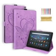 thumbnail image 1 of Dteck Case for All-New Amazon Fire HD 10 and Fire HD 10 Plus (Compatible with 11th Generation 2021 Release), Embossed Butterfly PU Leather Folio Flip Case with Card Slots Auto Wake Sleep, Purple, 1 of 6