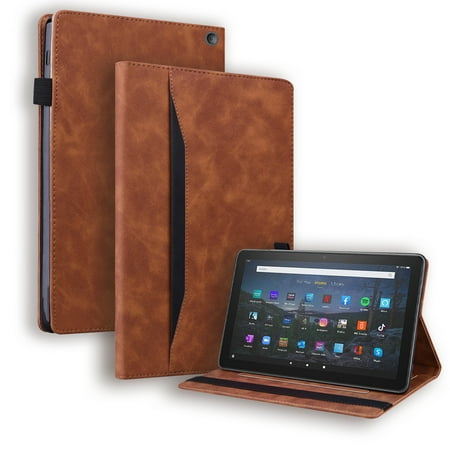 Dteck Case for All-New Amazon Fire HD 10 and Fire HD 10 Plus Tablet (Only Compatible with 11th Generation 2021 Release), Multiple Viewing Angles Stand Folio Cover with Pocket Auto Wake/Sleep,Brown