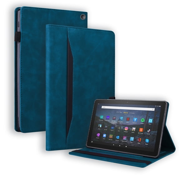 Dteck Case for All-New Amazon Fire HD 10 and Fire HD 10 Plus Tablet (Only Compatible with 11th Generation 2021 Release), Multiple Viewing Angles Stand Folio Cover with Pocket Auto Wake/Sleep,Blue