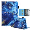 thumbnail image 1 of Dteck Case for All-New Amazon Kindle Fire 7 Tablet 12th Generation (2022 Release),Magnetic Leather Pattern Card Slots Wallet Smart Case Shockrpoof Rubber Kickstand Cover,Blue Marble, 1 of 5