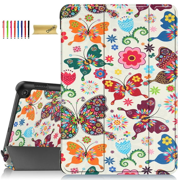 Dteck Case for All-New Amazon Kindle Fire HD 8 & 8 Plus Tablet (12th Generation/10th Generation, 2022/2020 Release) 8", Slim Folding Stand Cover with Auto Wake/Sleep,Butterfly