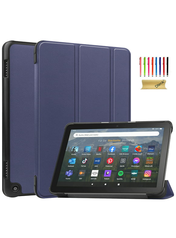 Dteck Case for All-New Amazon Kindle Fire HD 8 & 8 Plus Tablet (12th Generation/10th Generation, 2022/2020 Release) 8", Slim Folding Stand Cover with Auto Wake/Sleep,Deep Blue