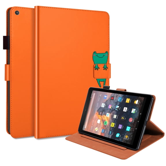 Dteck Case for All-New Fire HD 10 Tablet (9th/7th/5th Generation, 2015/2017/2019 Release) - Slim PU Leather Folio Stand Smart Cover with Auto Wake/Sleep for Amazon Fire HD 10.1 inch, Orange