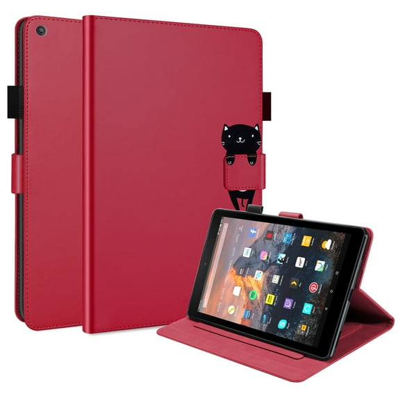 Dteck Case for All-New Fire HD 10 Tablet (9th/7th/5th Generation, 2015/2017/2019 Release) - Slim PU Leather Folio Stand Smart Cover with Auto Wake/Sleep for Amazon Fire HD 10.1 inch, Red