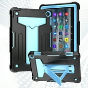 Dteck Case for All-New Fire HD 8 2022 Tablet, Hybrid Drop Proof Shockproof Full Body Protective Rugged Case with Built-in Kickstand for Kindle Fire HD 8 / HD8 Plus (12th Generation, 2022),Black + Blue