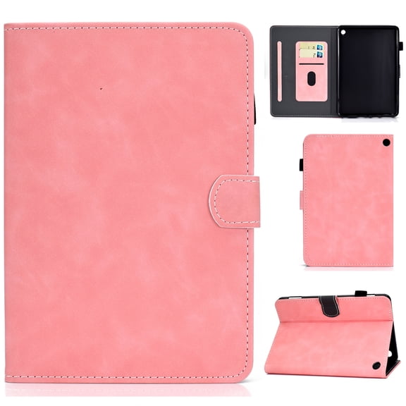 Dteck Case for All-New Kindle Fire 7 12th Generation 2022,Magnetic Automatic wake/sleep Leather Card Slots Wallet Case Shockproof Rubber Kickstand Cover,Rosegold