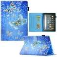 thumbnail image 1 of Dteck Case for All-New Kindle Fire 7 (12th Generation, 2022 Released) ,Magnetic Smart Pattern Leather Card Slots Wallet Case Shockproof Rubber Kickstand Cover,Blue/Gold Butterfly, 1 of 5