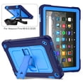 thumbnail image 1 of Dteck Case for All-New Kindle Fire HD 8 Tablet(10th Generation 2020 Release) & Fire HD 8 Plus, Heavy Duty 3 in 1 Hybrid Rugged Shockproof Kickstand Case with Shoulder Strap, Navy+Blue, 1 of 7