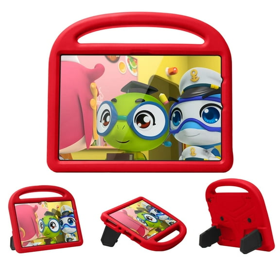 Dteck Case for Amazon Fire HD 10 2021/HD10 Plus 2021 10.1-inch 11th Generation,Kids Friendly EVA Foam Shockproof Handle Kickstand Case Lightweight Protective Shell Cover,Red
