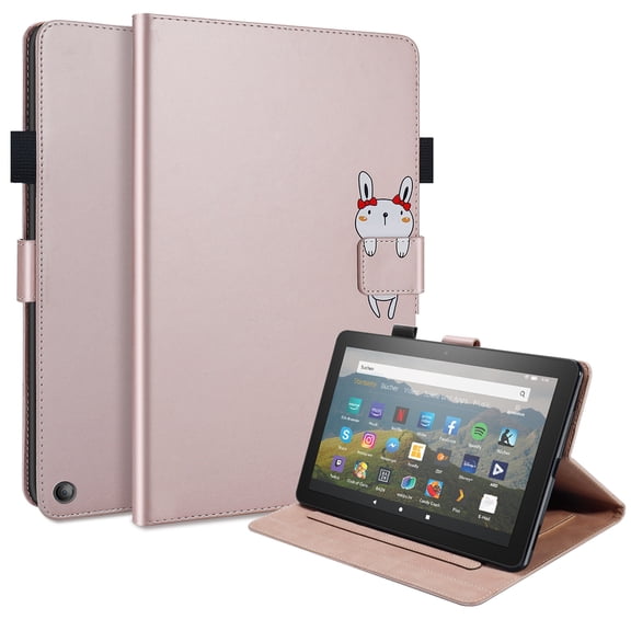Dteck Case for Amazon Fire HD 8 (2020) 8-inch,Magnetic Patterned PU Leather Wallet Card Holder Amazon Fire HD 8 Plus (2020) Case Kickstand Shockproof Protective Folio Cover,Rosegold