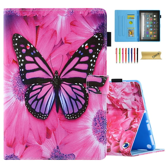 Dteck Case for Amazon Fire Max 11 Tablet (13th Gen, 2023 Release) - Cute PU Leather Folio Stand Cover with Credit Card Slots for Fire Max 11,Red Butterfly