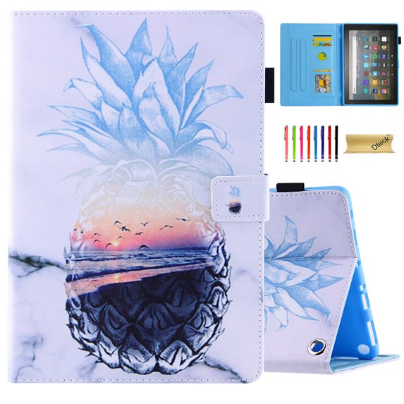 Dteck Case for Amazon Fire Max 11 Tablet 2023, Premium PU Leather with Cute Pattern Stand Back Cover with Card Slots for Fire Max 11 13th Gen,Pineapple