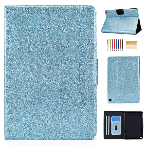 Dteck Case for Amazon Kindle Fire HD8 10th Generation / HD8 Plus (2020) 8-inch,Magnetic Bling Glitter PU Leather Card Holder Wallet Folio Kickstand Shockproof Cover, Blue