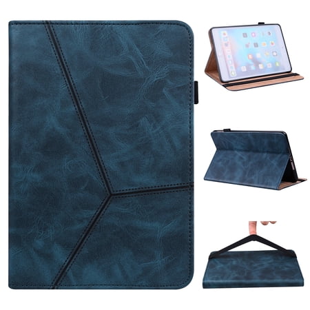 Dteck Case for Amazon Kindle Fire Max 11 Case (13th Generation, 2023 Release) 11",Shockproof PU Leather Folio Stand Splicing Wallet Card with Hands Strap & Pen Holder for Fire Max 11 Tablet, Blue