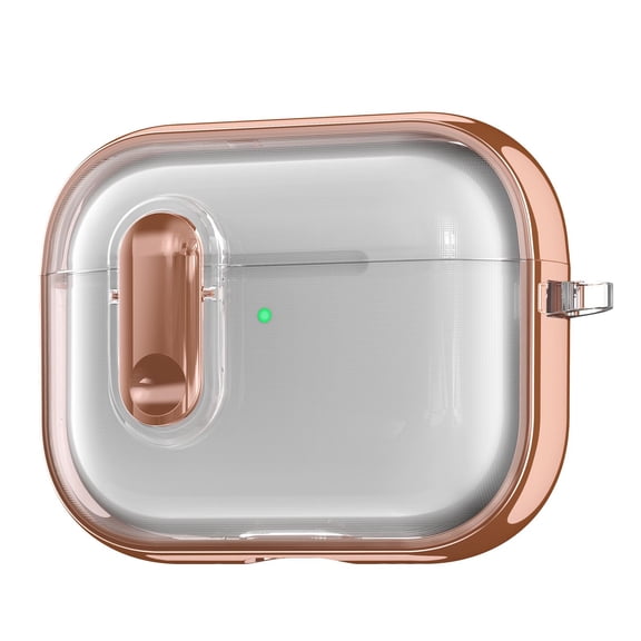 Dteck Case for Apple AirPods Pro 2nd Generation 2022,Shockproof Electroplated Hard PC Transparent Case Lock Cover with Keychain for AirPods Pro 2 (2022),Rosegold