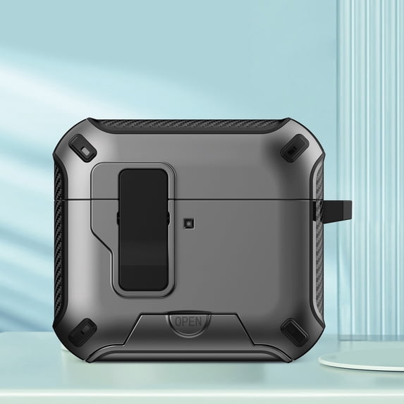 Dteck Case for Apple Airpods 2nd Gen / 1st Generation ,Shockproof Anti Fall Lock Automatic Open Case Compatible with MagSafe New Charging Port Dust and Stand Design Cover,Gray