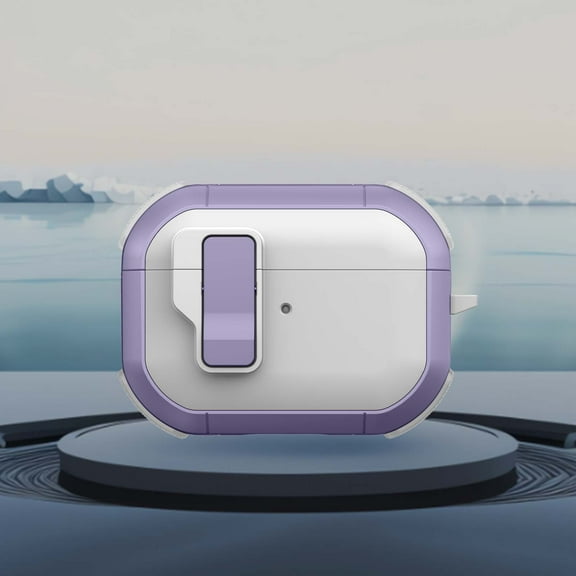 Dteck Case for Apple Airpods Pro (2019) Cover with Secure Lock Clip,Automatic Pop-up Case Full-Body Shockproof Hard Protective Cover for Airpods Pro (2019) with Keychain,Lightpurple