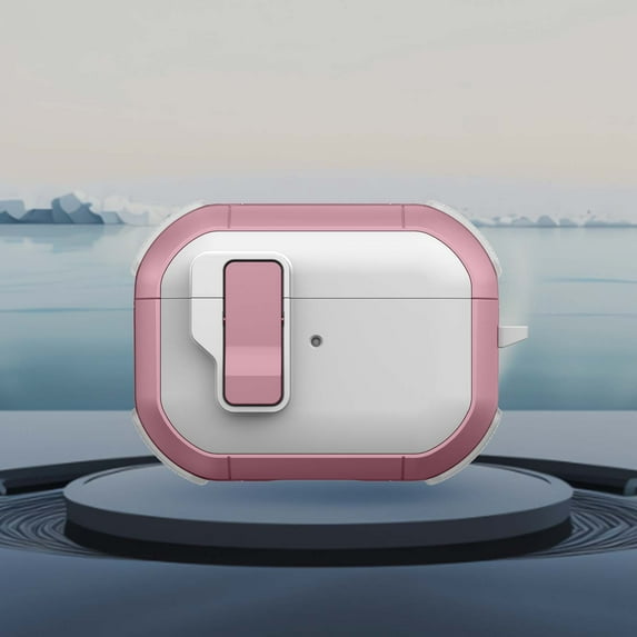 Dteck Case for Apple Airpods Pro 2nd Generation 2022 Cover with Secure Lock Clip,Automatic Pop-up Case Full-Body Shockproof Hard Protective Cover for Airpods Pro 2nd Gen with Keychain,Pink