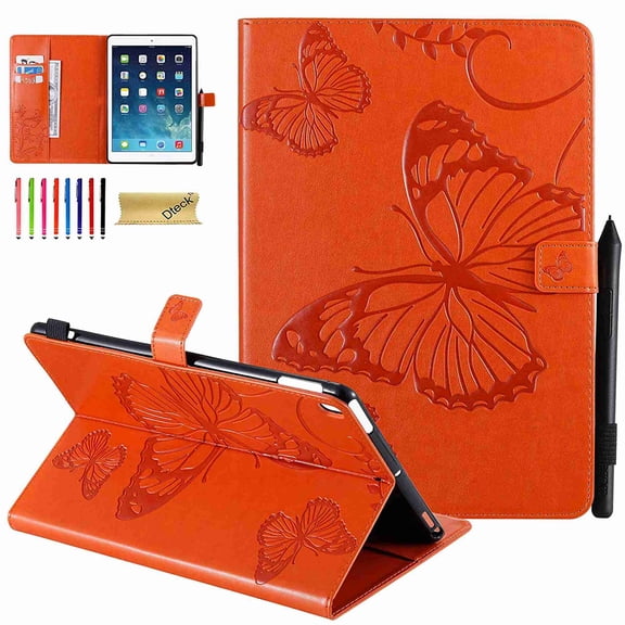 Dteck Case for Apple iPad 10.2 inch 7th Gen. 2019 Case, iPad Air 3 2019 10.5" 3rd Gen & iPad Pro 10.5 2017 Tablet Premium Leather Folio Stand Shockproof Case Auto Wake/Sleep Smart Cover, orange