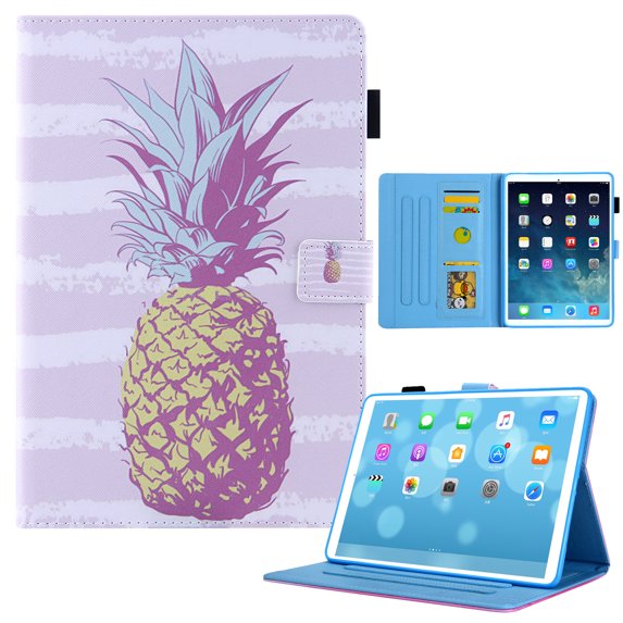 Dteck Case for Apple iPad 10th Generation 10.9-inch 2022,Magntic Leather Smart Pattern Case Card Pocket Wallet Shockproof Rubber Kickstand Cover,Gold Pineapple