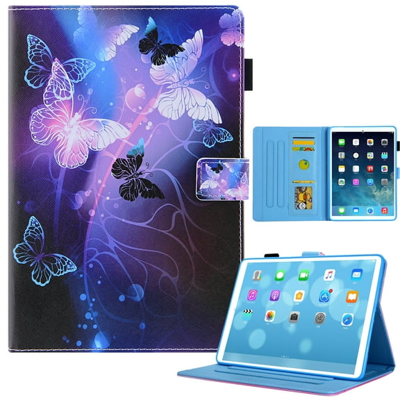 Dteck Case for Apple iPad 10th Generation 10.9-inch 2022,Magntic Leather Smart Pattern Case Card Pocket Wallet Shockproof Rubber Kickstand Cover,Purple Butterfly