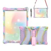 Dteck Case for Apple iPad 8th Generation 10.2-inch 2020,Shockproof Silicone Rubber Soft Back Shell iPad 7th Gen 10.2" 2019 Case with Shoulder Strap Kickstand Cover,#04