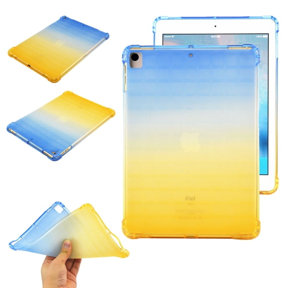 Dteck Case for Apple iPad 9th Generation 10.2" (2021), iPad 8th Gen 2020 Shockproof Slim Rubber iPad 7th Gen 10.2" 2019 Case Ultra-Thin Lightweight Back Protective TPU Cover,Blue+Yellow