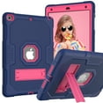 thumbnail image 1 of Dteck Case for Apple iPad 9th Generation 10.2-inch (2021),Shockproof Rubber Armor 3-Layer Protection Case Hybrid Hard Kicstand Cover for iPad 10.2" 2021/2020/2019,Navy+Blue, 1 of 6