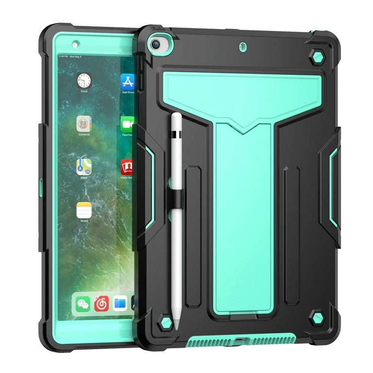 Dteck Case for iPad 9th Generation 10.2-inch,iPad 8th/7th Gen 10.2  Shockproof Rubber Armor 3-Layer Protection Case Hybrid Kickstand Cover with