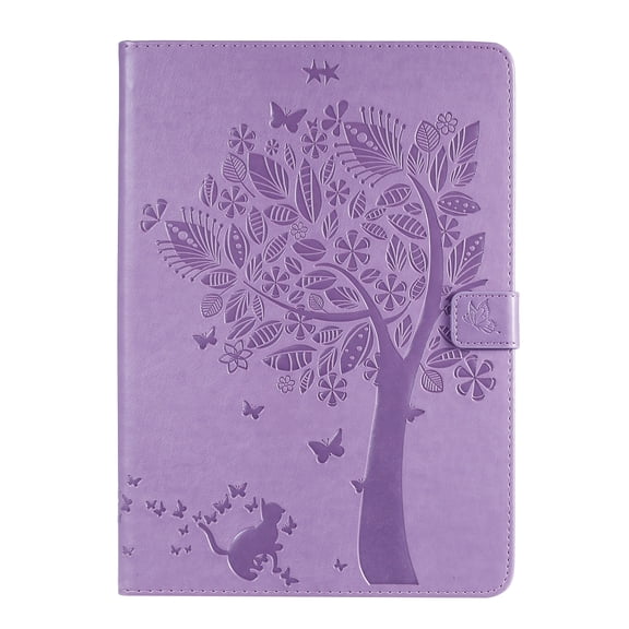 Dteck Case For Apple iPad 9th Generation 10.2 inch 2021,iPad 8th/7th Gen 10.2" Magnetic Leather Card Holder Wallet Smart Case Tree Patterned Stand Automatic wake/sleep Cover,Purple