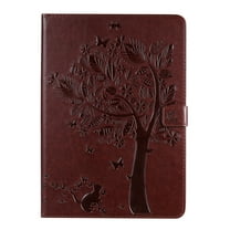 Dteck Case For Apple iPad 9th Generation 10.2 inch 2021,iPad 8th/7th Gen 10.2" Magnetic Leather Card Holder Wallet Smart Case Tree Patterned Stand Automatic wake/sleep Cover,Coffee
