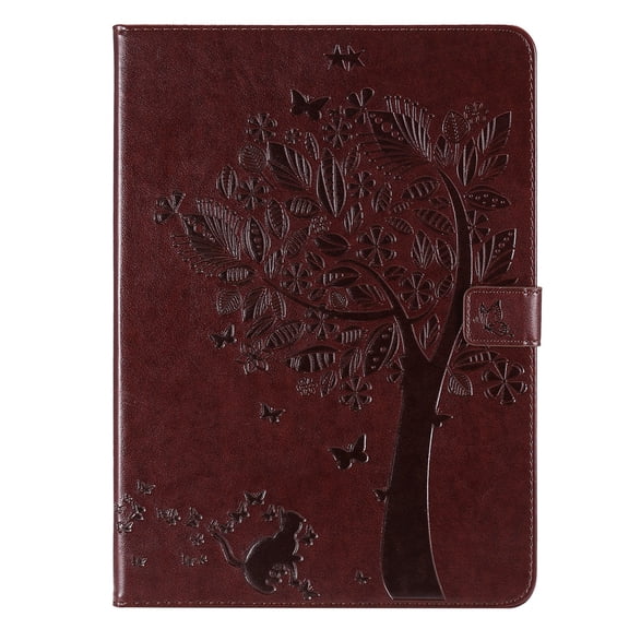 Dteck Case For Apple iPad Air 4th Gen 10.9"/iPad Pro 11 2nd Generation (2020), Magnetic Leather Card Holder Wallet Smart Case Tree Patterned Stand Automatic wake/sleep Cover,Coffee