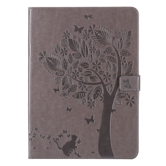 Dteck Case For Apple iPad Air 4th Gen 10.9"/iPad Pro 11 2nd Generation (2020), Magnetic Leather Card Holder Wallet Smart Case Tree Patterned Stand Automatic wake/sleep Cover,Gray